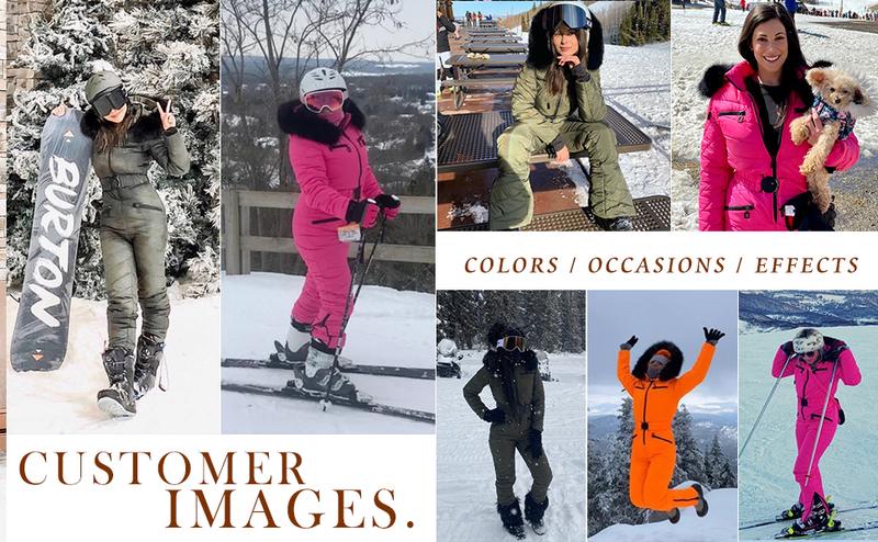 FMEYOA Womens Onesie Ski Suit Winter Outdoor Sports Waterproof Snowsuit Jumpsuits Jacket
