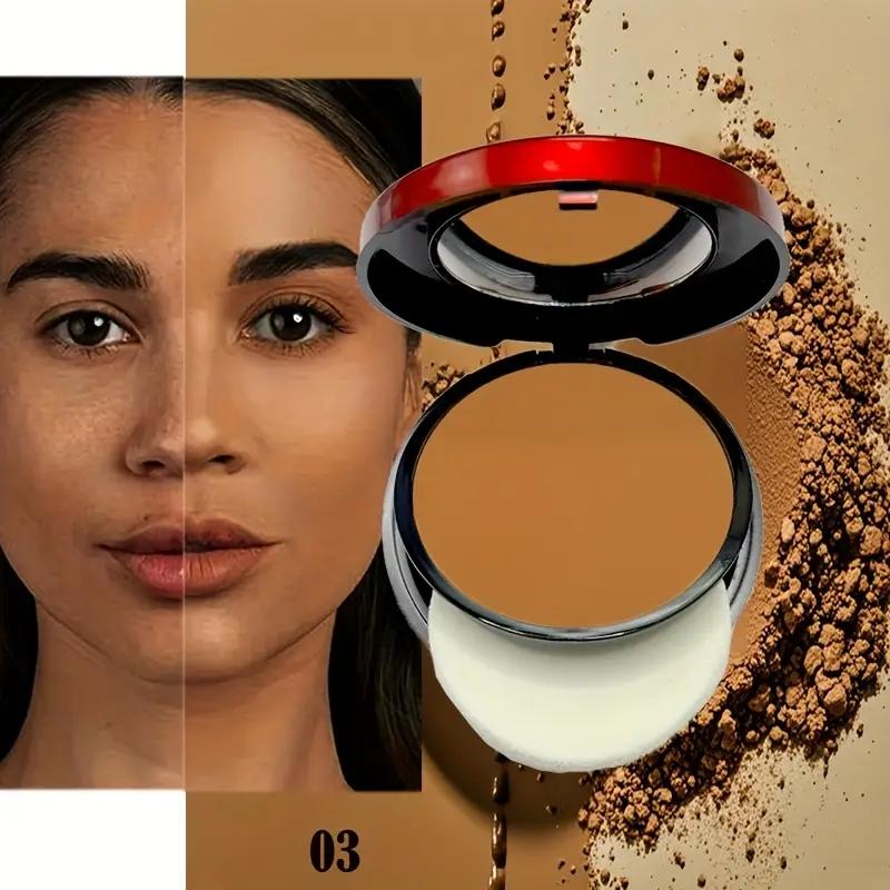 6-Shade Waterproof & Sweat-Proof Contour & Concealer Powder, Oil-Control Matte Finish with Buildable Coverage and Angled Sponge Applicator for Light Beige Skin Tones, Long-Lasting Natural Finish, Portable Makeup Smooth Application Tool