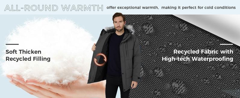 Men's Winter Jacket Warm Puffer Jacket Snow Coat with Hood Menswear Tops