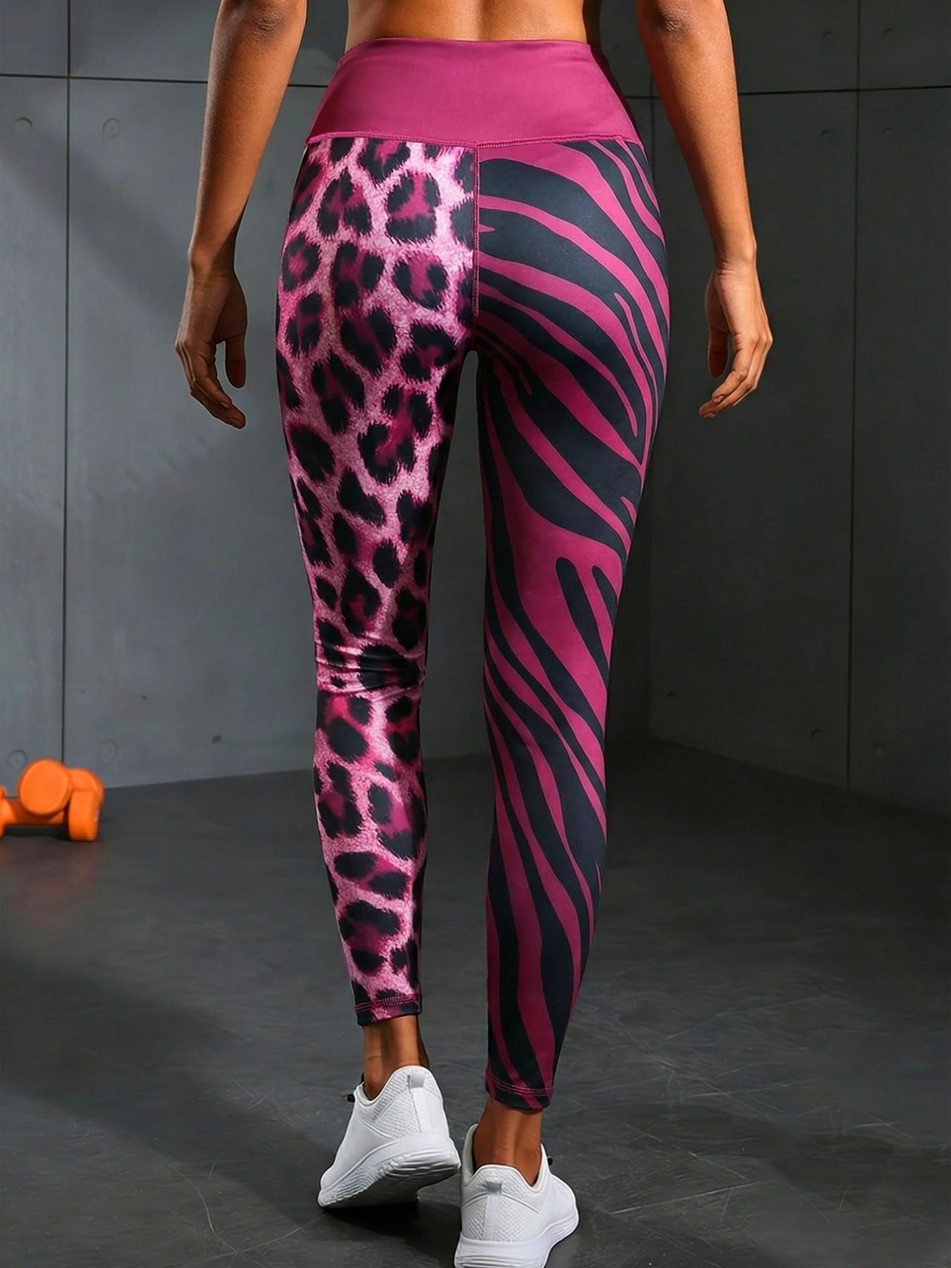 Women's Casual Sporty Yoga Pants High Waisted Zebra Leopard Digital Print Multicolor Tight Fit, All Seasons, Sporty Style