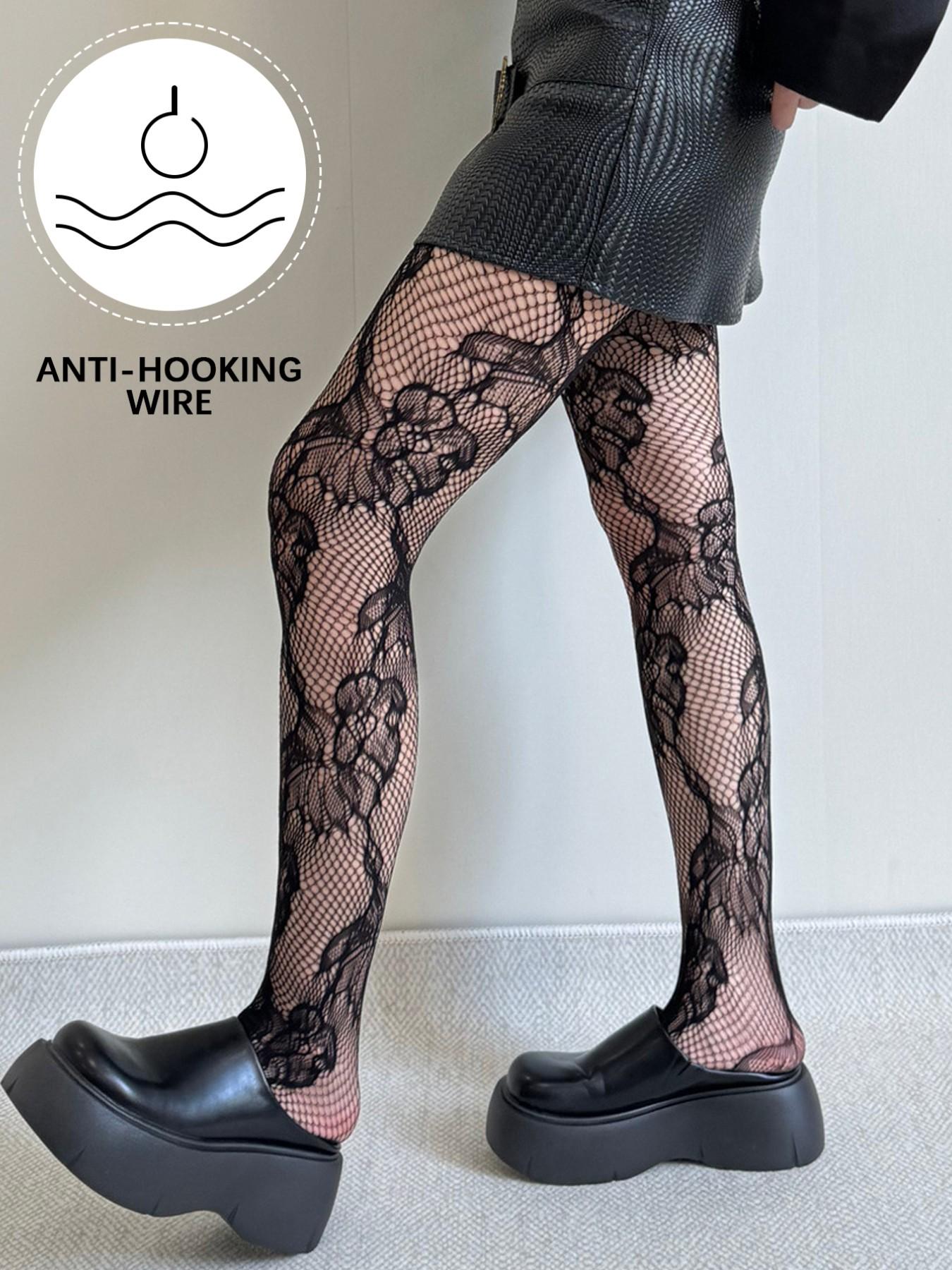 Sweet Cool Floral Mesh Stockings, Hollow Out Slimming Underwear Socks, Sexy Slim Fit, Casual Wear, Boho Style, Fitted Design