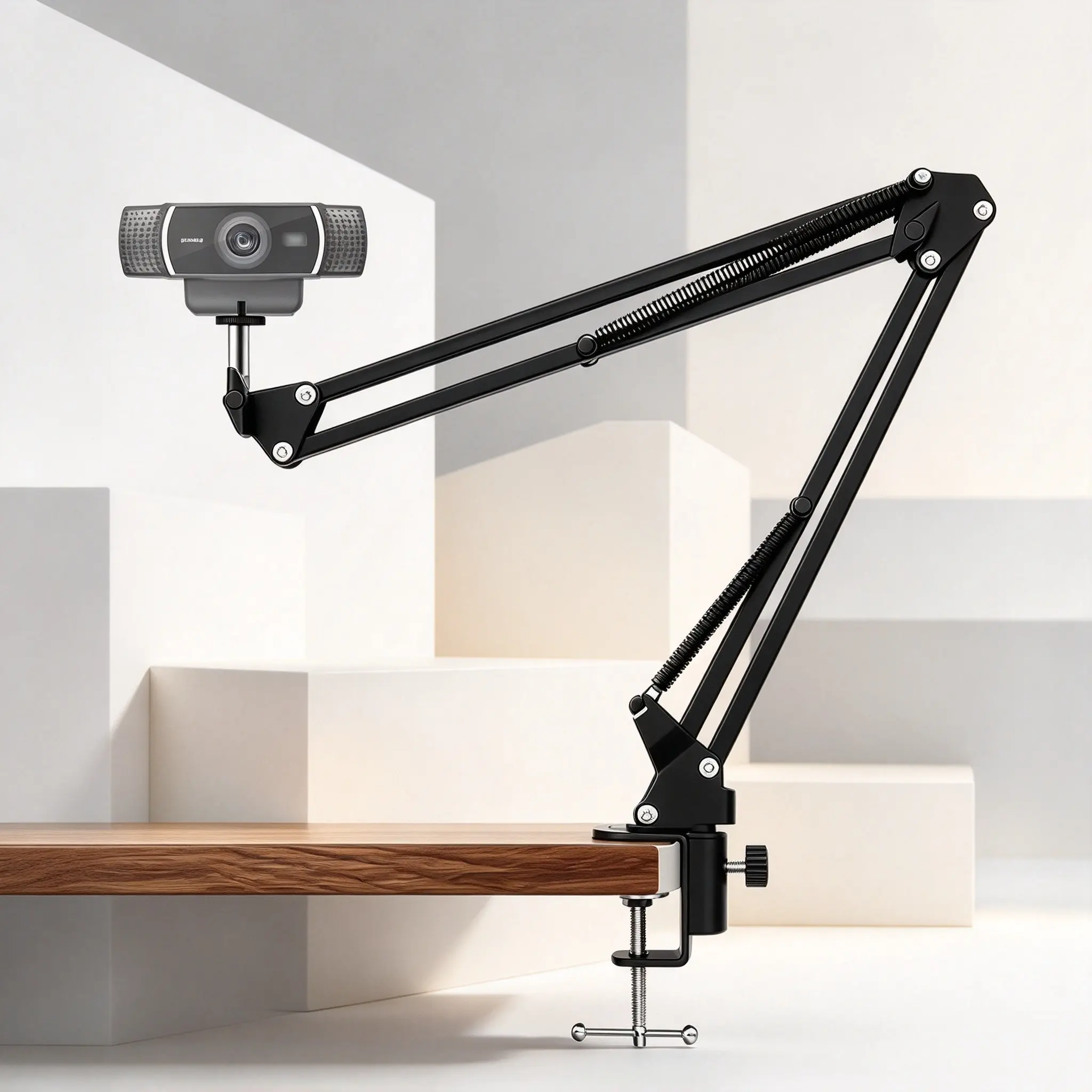 Desktop Clamp Arm Stand Compatible with Cameras, Adjustable Rotatable Live Streaming Camera Mount, Ideal for Home Office Use