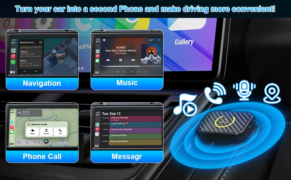 Mini Wireless CarPlay & Android Auto Adapter - Stable Fast Connection for iPhone/Android - Convert Factory Wired to Wireless for Cars 2016+