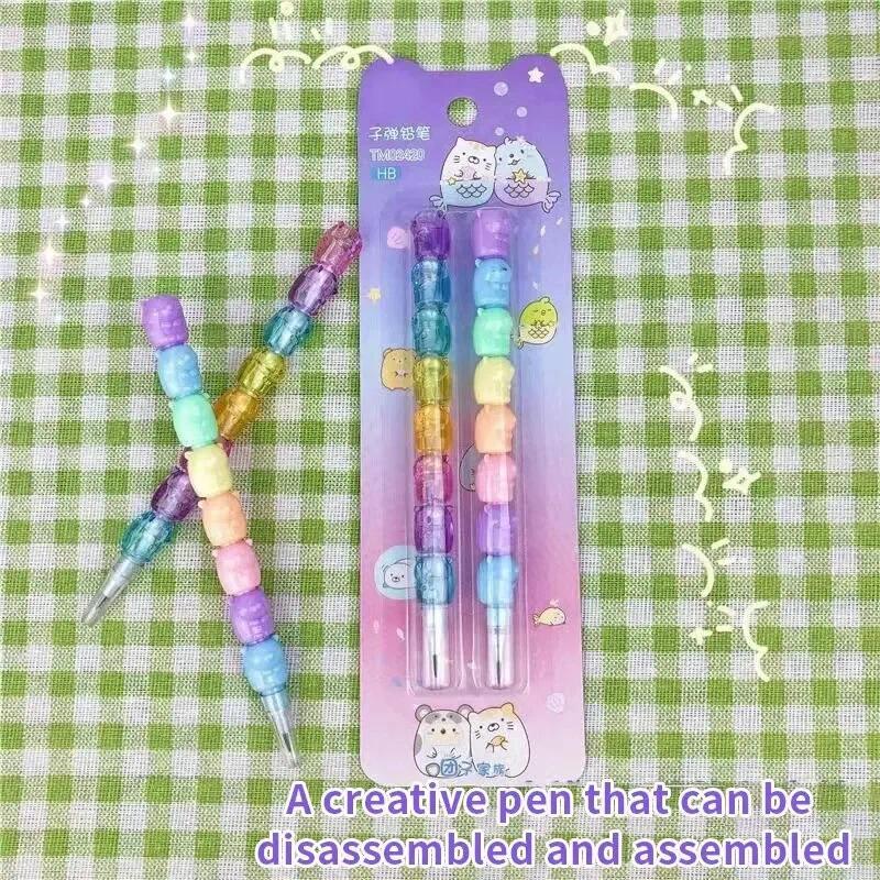 2pcs/Set Cute Bear Non Sharpening Mechanical Pencil Student Writing Pen School Office Supplies Pencil Stationery Gifts