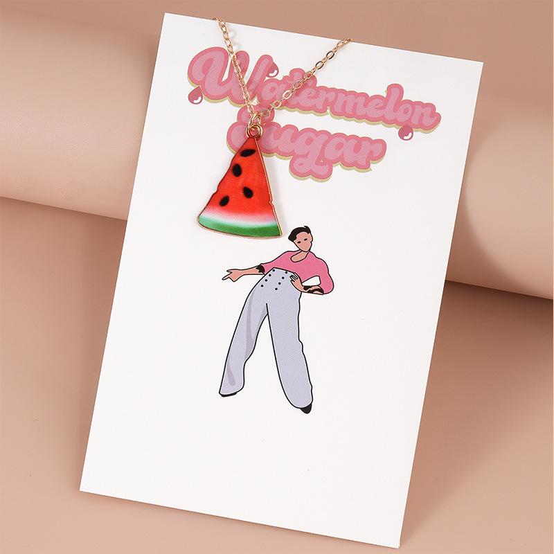 Summer Style Watermelon Pendant Necklace - Fashionably Simple, Versatile and Cute Necklace