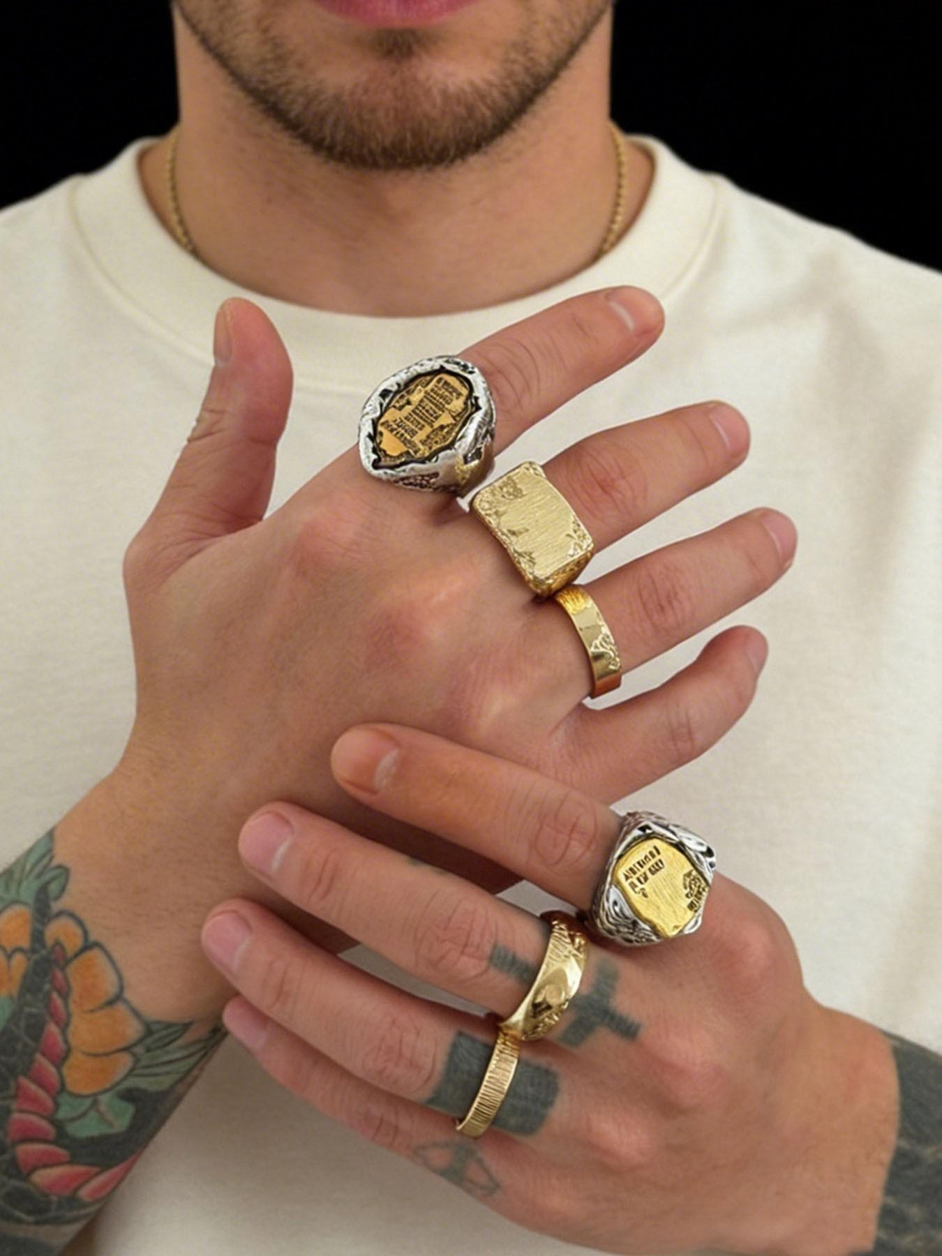 Fashion Asymmetric Metal Ring for Men, Hip Hop Unique Vintage Punk Jewelry, Luxurious Fashion Accessory, Ideal for Daily Wear and Special Occasions