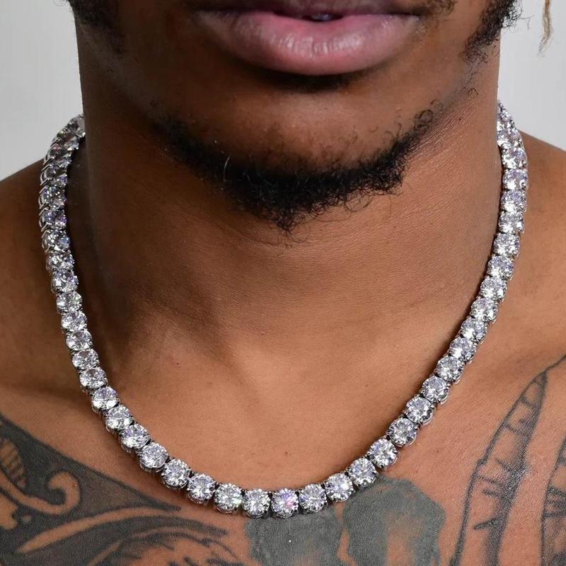 Delzzad 14K Gold-Plated Hip Hop Tennis Chain Synthetic Moissanite Tennis Chain In 925 Sterling Silver Christmas Gift Delzzad 14K Gold-Plated Hip Hop Tennis Chain Synthetic Moissanite Tennis Chain In 925 Sterling Silver Christmas Gift