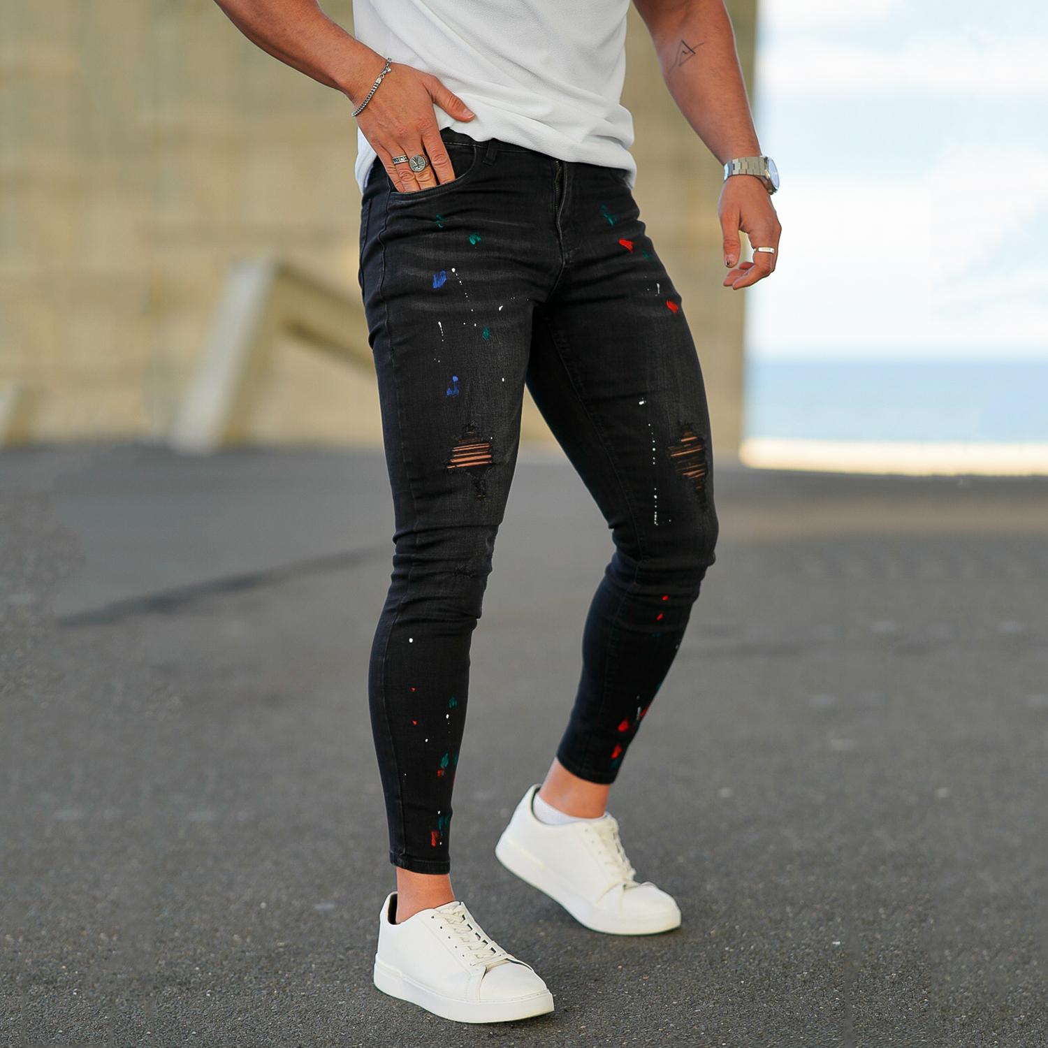 GINGTTO Men's Ripped Skinny Jeans Fashion Slim Fit Stretch Denim Jeans Pants