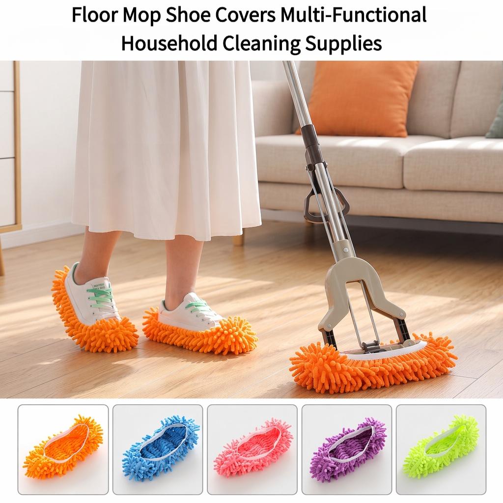 4 PCS Removable & Washable Reusable Microfiber Mop Slippers - Microfiber Head Mops, Colorful Floor Cleaning Socks Shoes (4 Pcs Green, Blue Options) - YY1