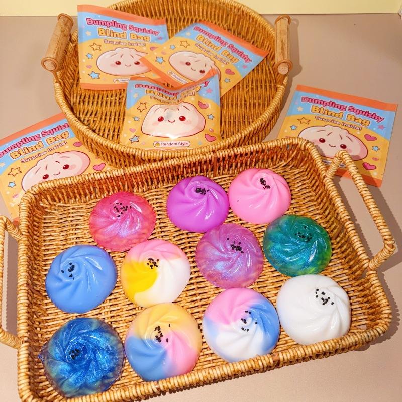 Baozi Squishy Toy for Children, Simulated Food Stress Relief Gadget, Internet-famous Transparent Dumpling Crystal Stress Reliever