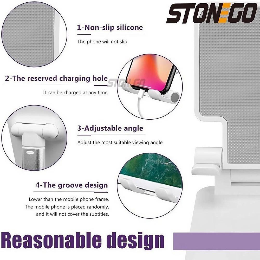 Adjustable Phone Tablet Mount Stand for Desk & Bed, Foldable Multi-Angle Holder with Stable Support for Viewing, Reading, Working. Portable & Space-Saving, Fits Various Devices, Ideal for Home & Office Use