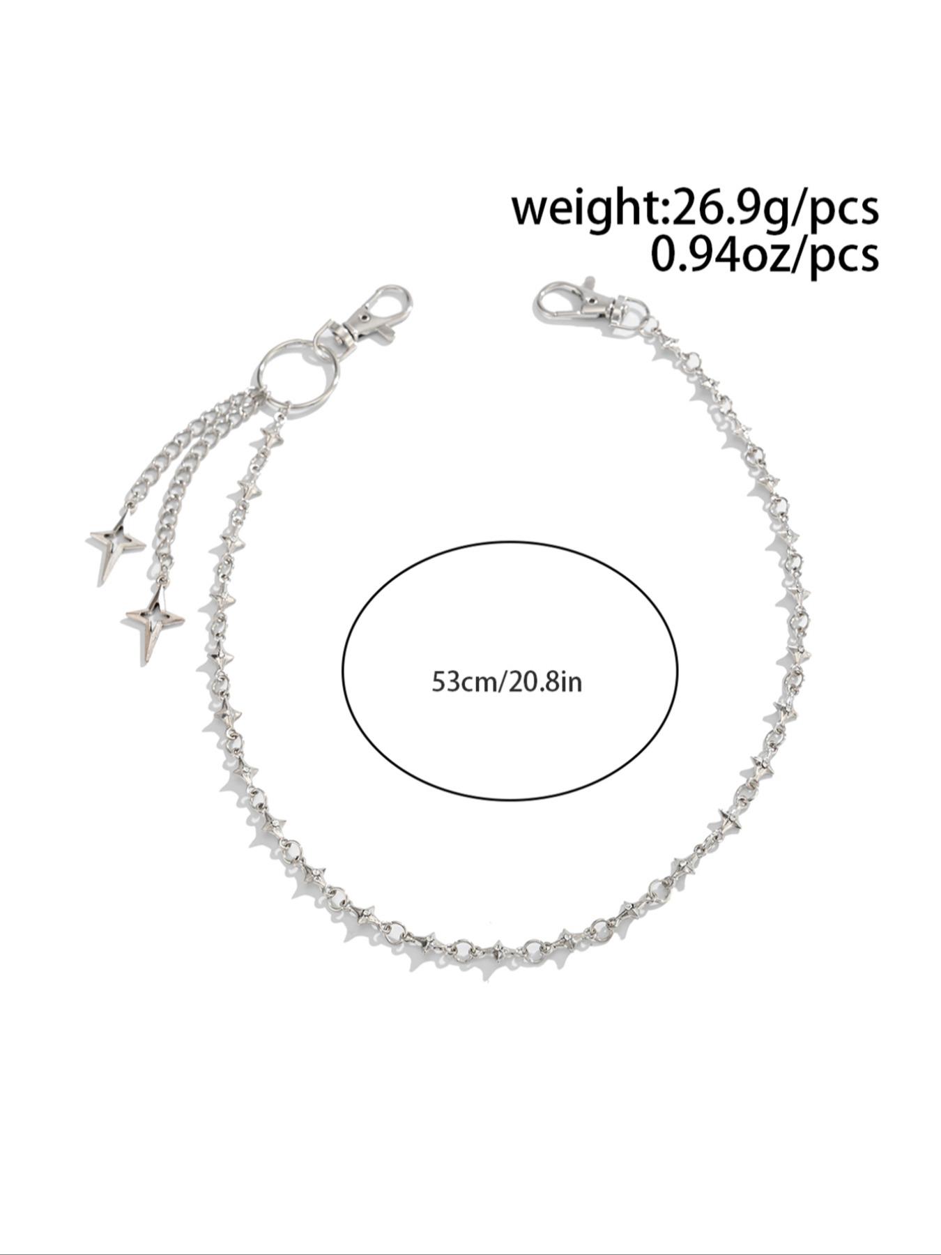 Men's Hollow Star Pendant Multi-Layer Fringe Layering Metal Fashion Accessory, Hip Hop Punk Style Pants Chain, Vintage Waistband Jewelry Gift