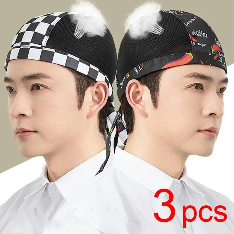 Breathable mesh Cook Hat 3pcs Chef Hat Food service Kitchen Work Cap Hotel Restaurant Canteen Bakery Baker Household Cooking Cap