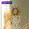 Sun Design Crystal Hanging Decorative Pendant, 1PC Bohemian Style Sun Catcher, Natural Gravel Hand-Wrapped Pendant, Indoor Outdoor Office Room Hanging Dream Catcher, Hanging Ornaments, Decoration Items, Birthday, Christmas, Valentine'S Day Gift