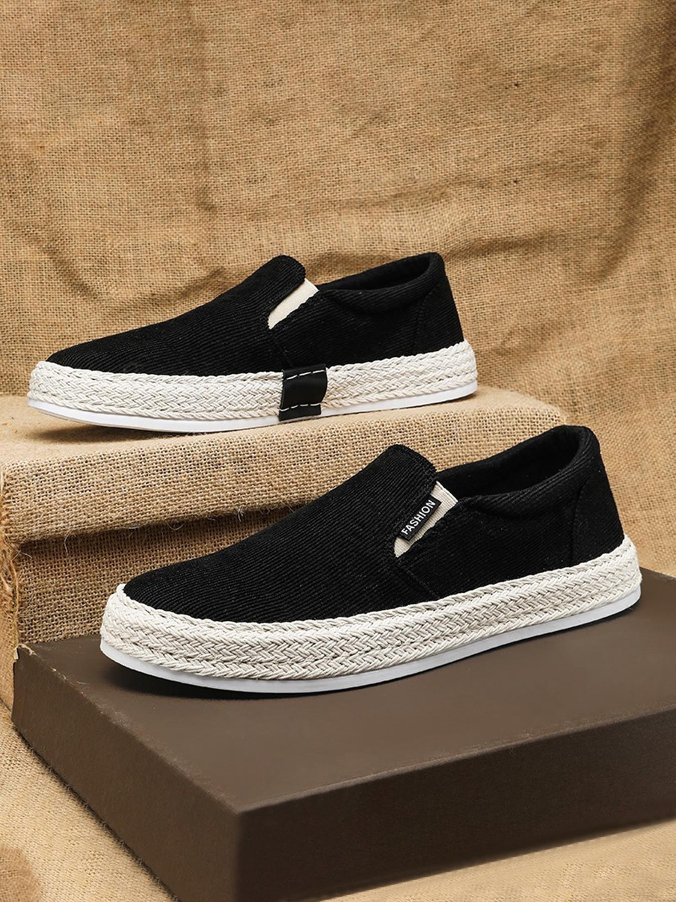 Men's Straw Woven Fisherman Shoes Slip-On Breathable Casual Loafers, Lightweight Durable Style for Outdoor & Daily Commute, Sizes 39-44, Footwear