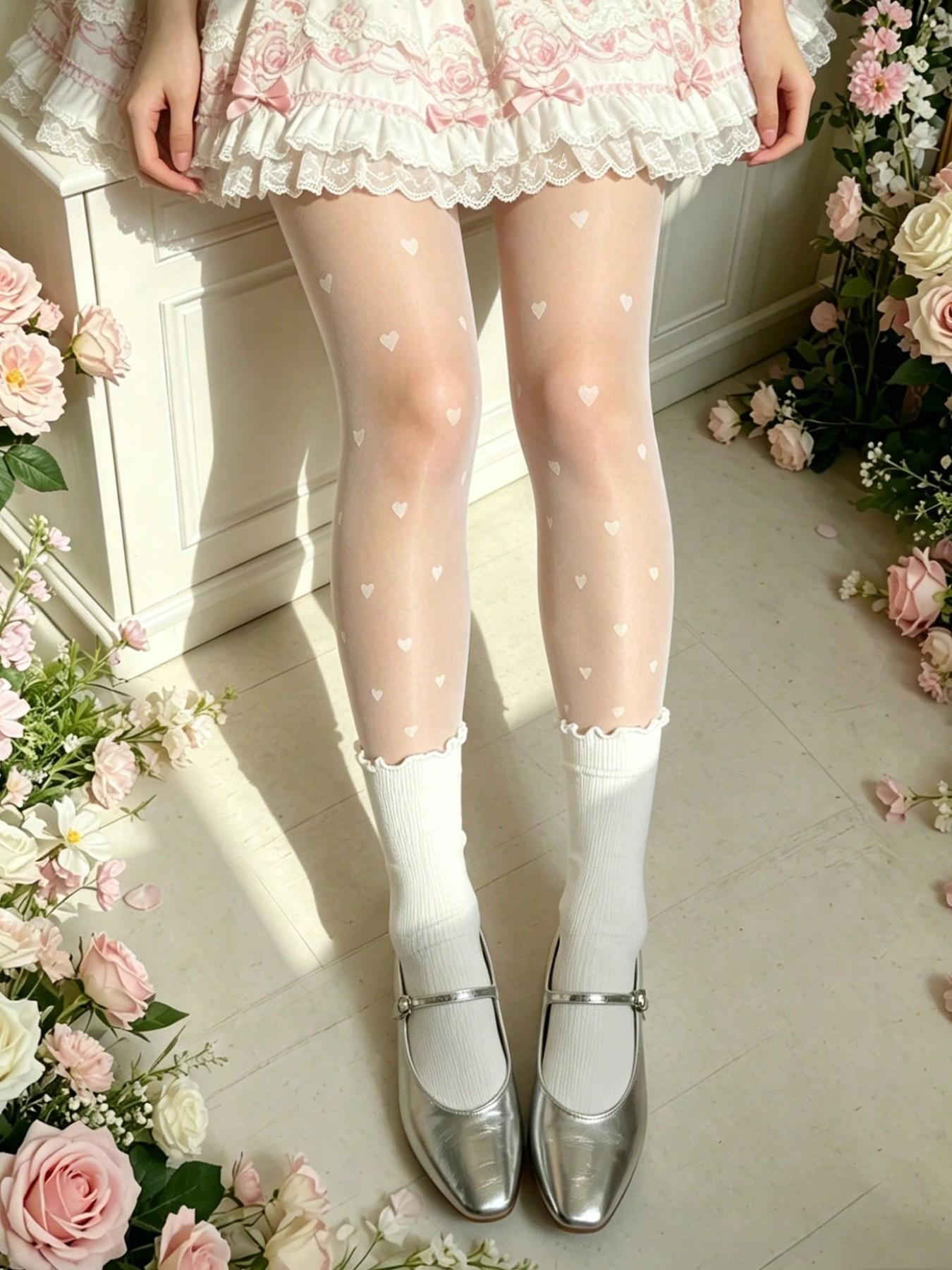 Women's Ultra-Thin Stockings, Heart Pattern Design, Perfect for Spring Summer, Ideal for Parties, Dates, Anniversaries