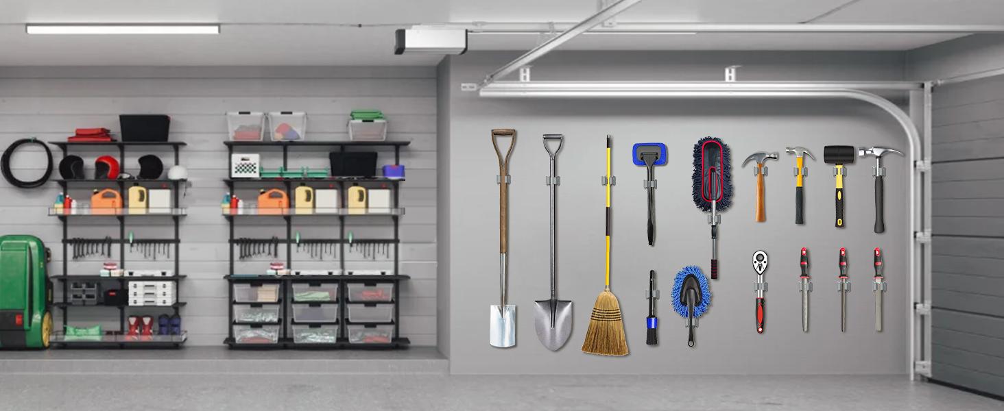 Mop Holder 45 Pack,Brush Holder,Broom Holder Wall Mounted for Kitchen Bathroom Laundry Room Shed Garage Garden(Grey)