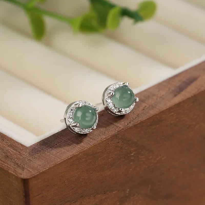 Natural Jade Stud Earrings 7mm , More Jewelry in Livestream, 7mm Green Jade Earrings for Women, Water Blue Jadeite Earrings Studs, Jade Jewelry for Women & Men, Earrings Gift for Birthday Anniversary
