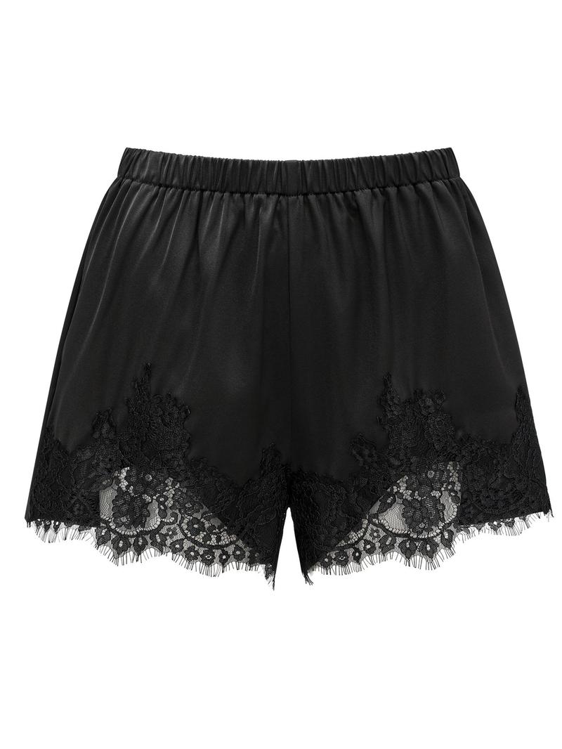 Women's Satin Silk Lace Shorts, Mid-Waist Mini Skirt, Luxurious Party Dress, French Style, Fashion Versatile Pants