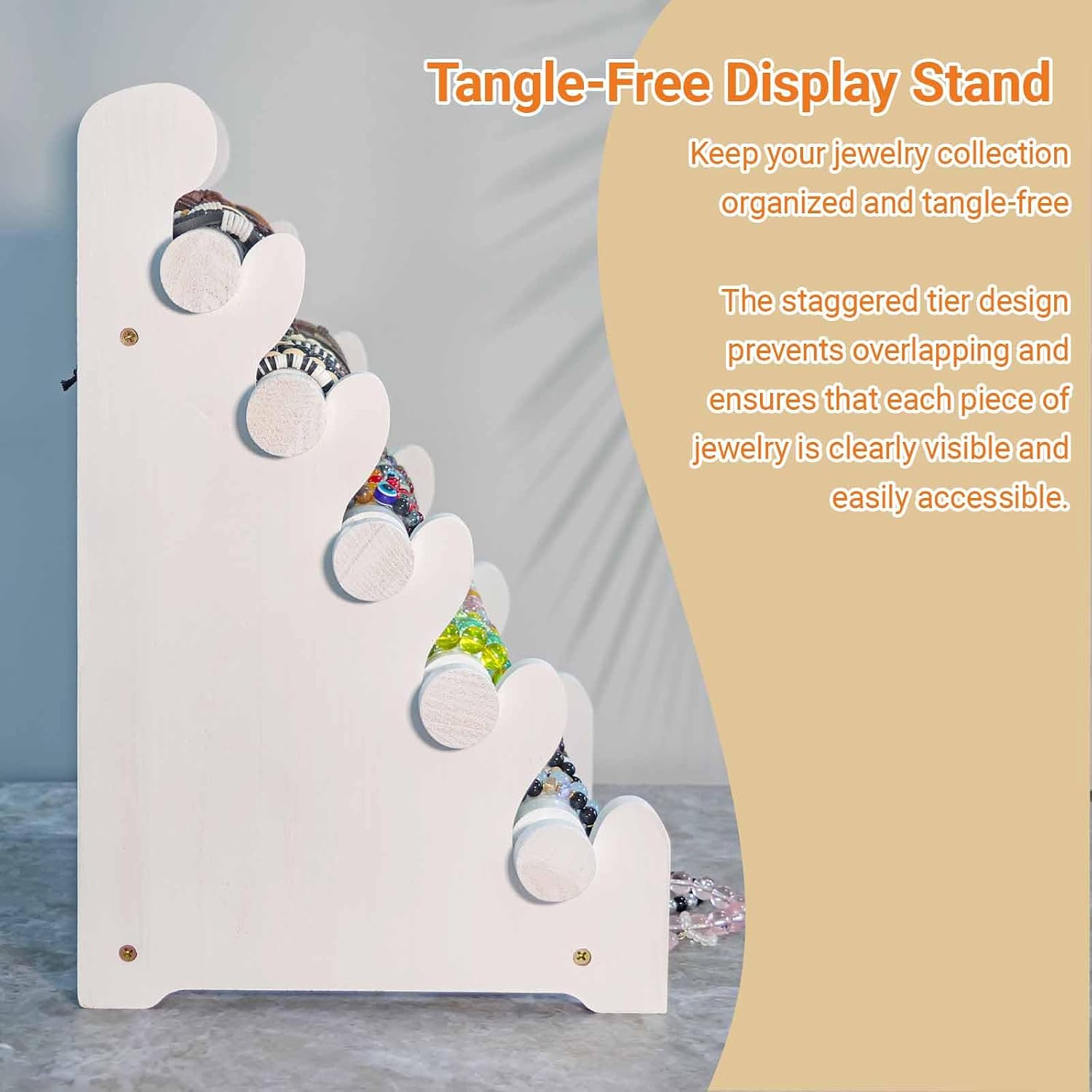 5-Tier Bracelet Display Stand Holds120 - 150Bangles & Scrunchies (White) | Portable Wooden  Display Stand For Vendors, Retail Stores, Craft Shows, And  Storage