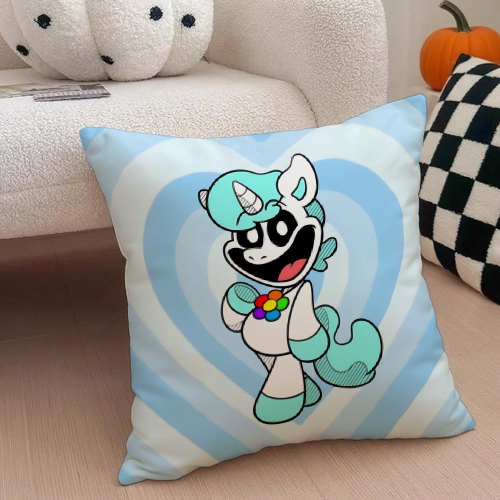 Hot Classic Horror Eerie American Video Game P-Poppy Playtime Pillow Case Anti-dustmite Pillowcase  Sofa Cushion Cover with Invisible Zipper Silky Short Plush Polyester Microfiber Fabric White Available in Standard Queen King Sizes for Home Bed Use