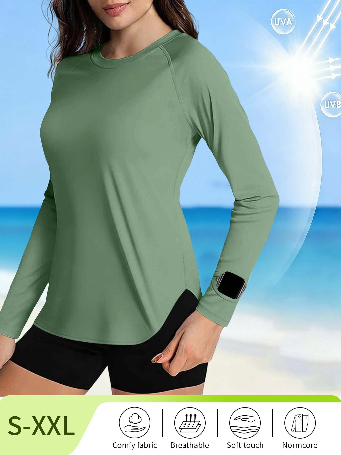 Women's Sun Protection Long Sleeve Athletic Tops, Anti-UV Quick Dry Lightweight Anti-Chafing Shirts, Outdoor Blouses for Hiking Travel & Workout
