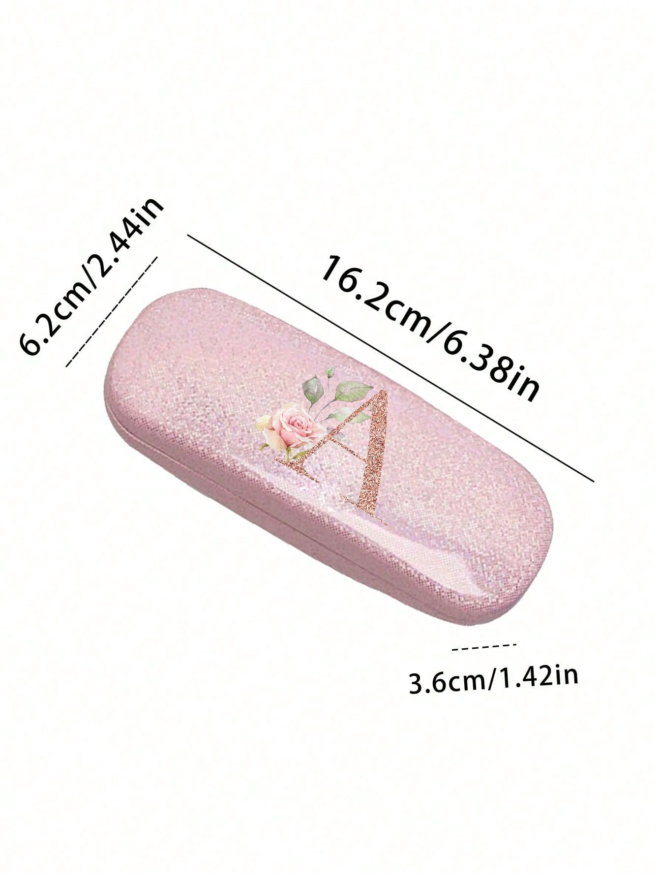 Pink Shiny Flower Letter PU Leather Glasses Storage Case, Portable Magnetic Glasses Storage Box, Sports Fashion Glasses Case Glasses Bag Travel Bag Portable Glasses Bag, Designed Glasses Case for Men, Women, and Students Glasses Accessories