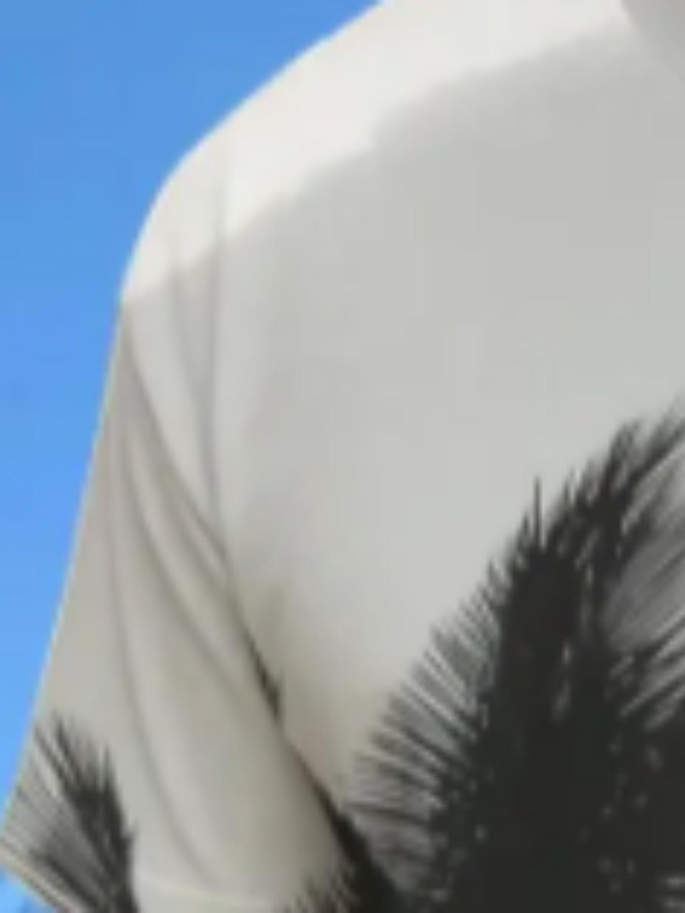 Men's Summer Casual 3D Coconut Tree Set, Lightweight Polyester, Round Neck, Short Sleeve Shorts, Dynamic Color Design