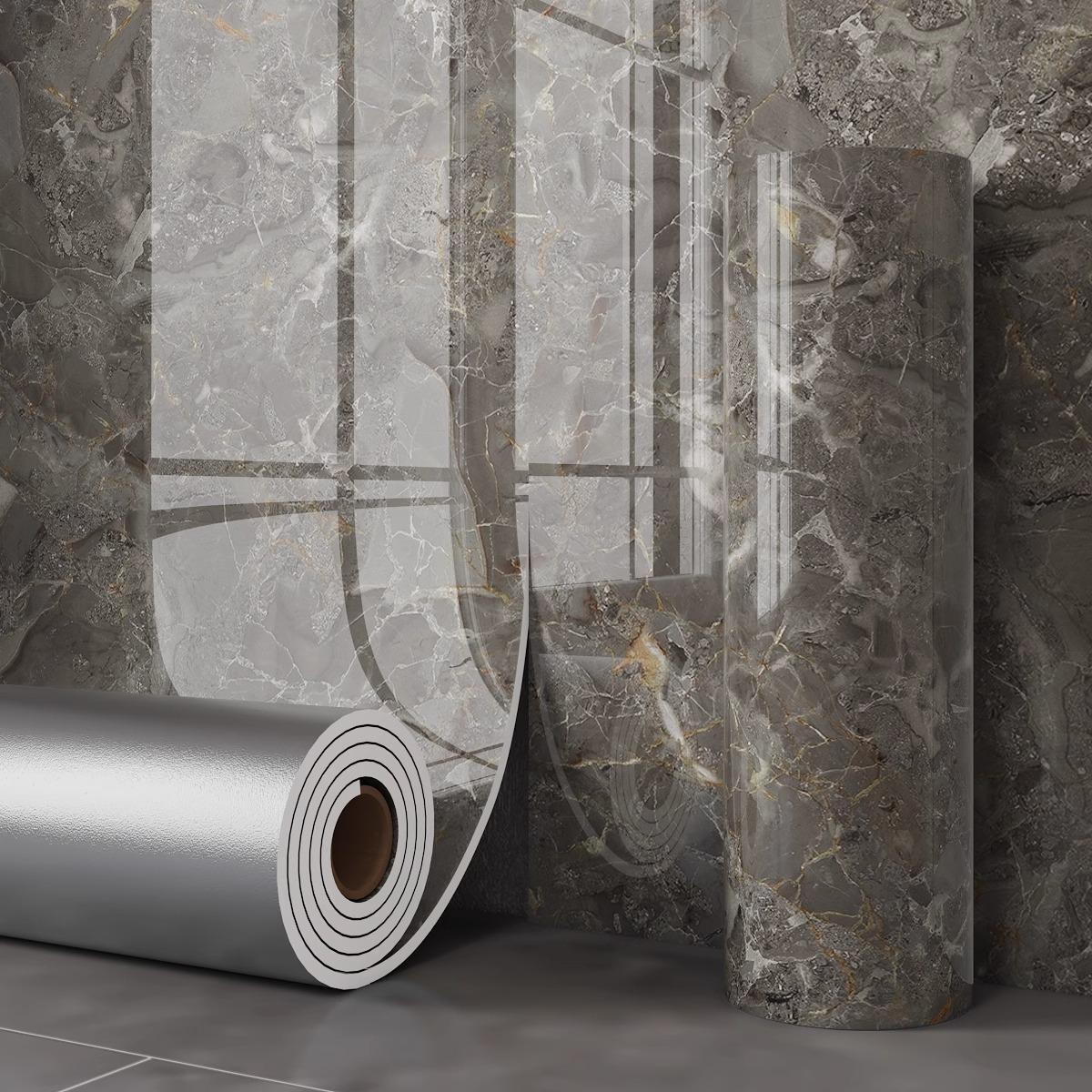 Marble Decorative Panel, Self-Adhesive Marble Pattern Wallpaper, Fireproof Waterproof Wall Material, Realistic Marble Look, Living Room Use, Wall Panels Roll