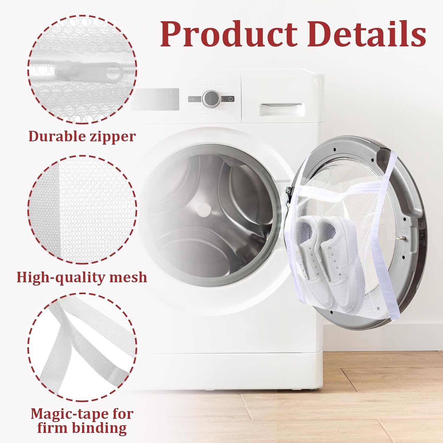 Sneaker Dryer Bag, 1 Count Durable Shoe Washing Bag with Elastic Straps, Laundry Bag for Sneakers, Washing Machine Drying Bag for Shoes, Clothing, and Laundry, Laundry Products