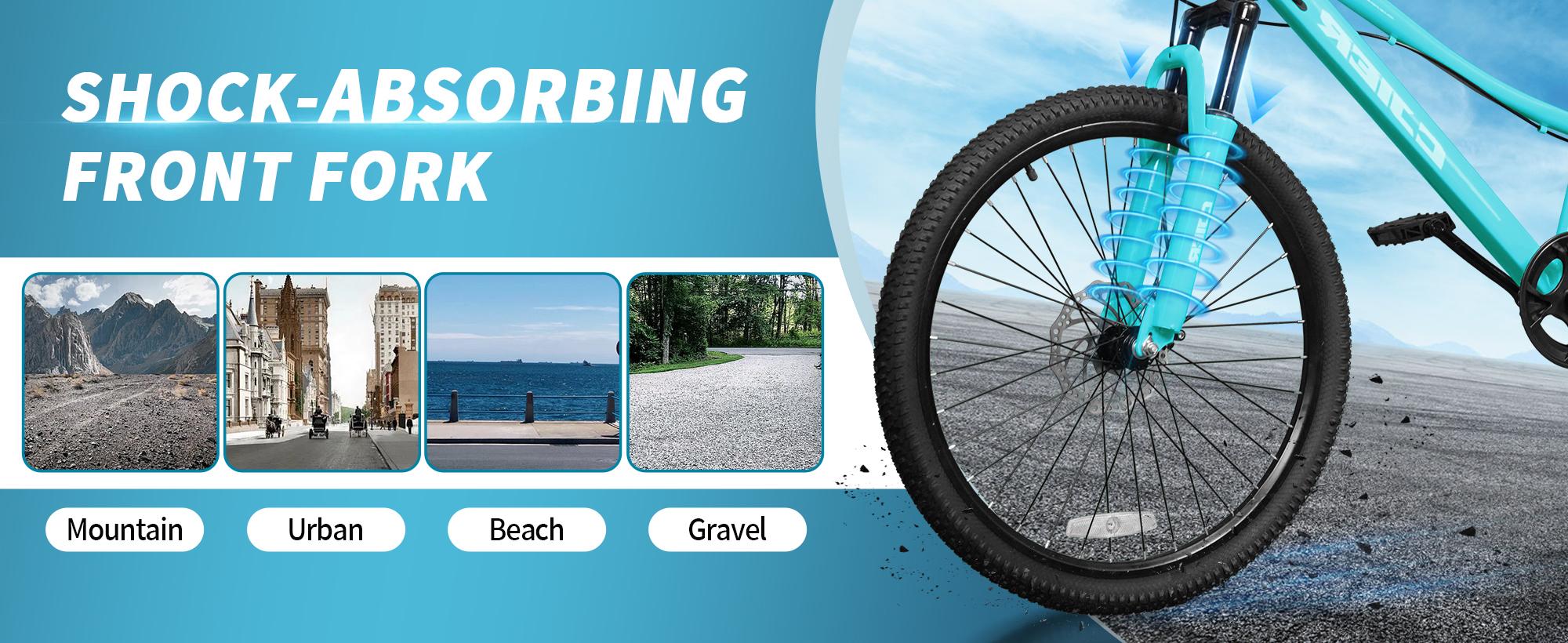 20/24 Inch Kids Mountain Bike,Adjustable Height , 7 Speeds, Bike for Kids 6-14, Boys & Girls Bike with Suspension Fork,Double-disc Safety Brake,, Anti-Slip Tires, Multi Color