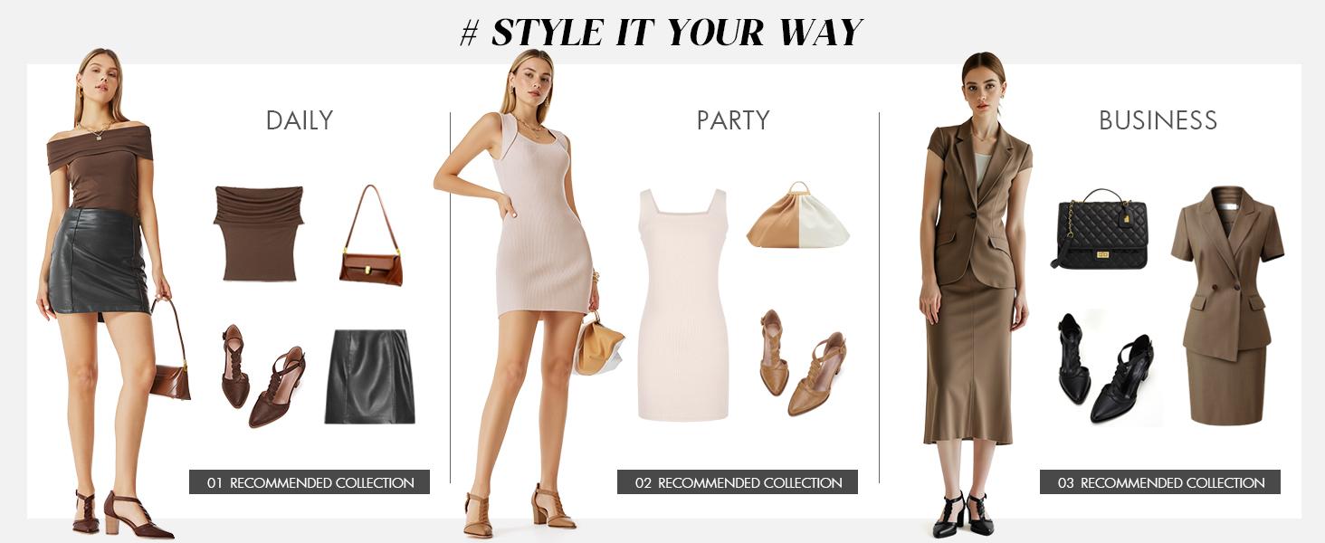 Imily Bela Womens Block Chunky Heels T Strap Dress Shoes Closed Toe Braided Stacked Heeled Sandals Pumps