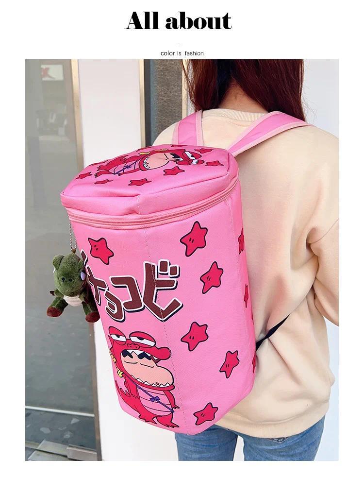 Crayon Shin-Chan Same Style Cute Backpack Crocodile Biscuit Backpack Top Zipper Badminton Racket Bag Portable Large Capacity Bag