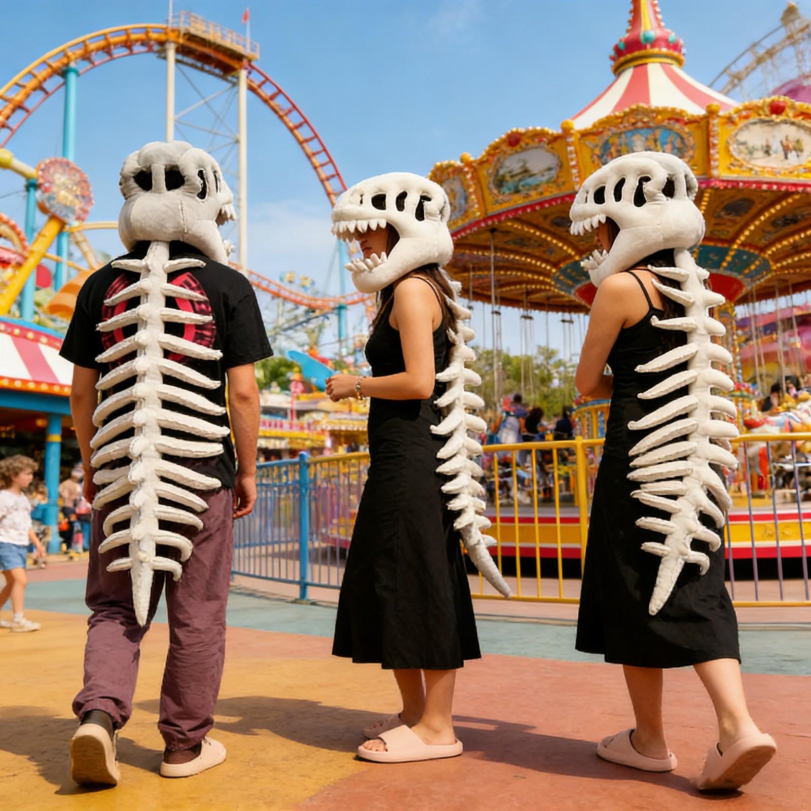 Funny Dinosaur Skeleton Costume Set, Fun Skull Dinosaur Fossil Hoodie, Party Halloween Bone Doll Costume, Perfect Gift Idea