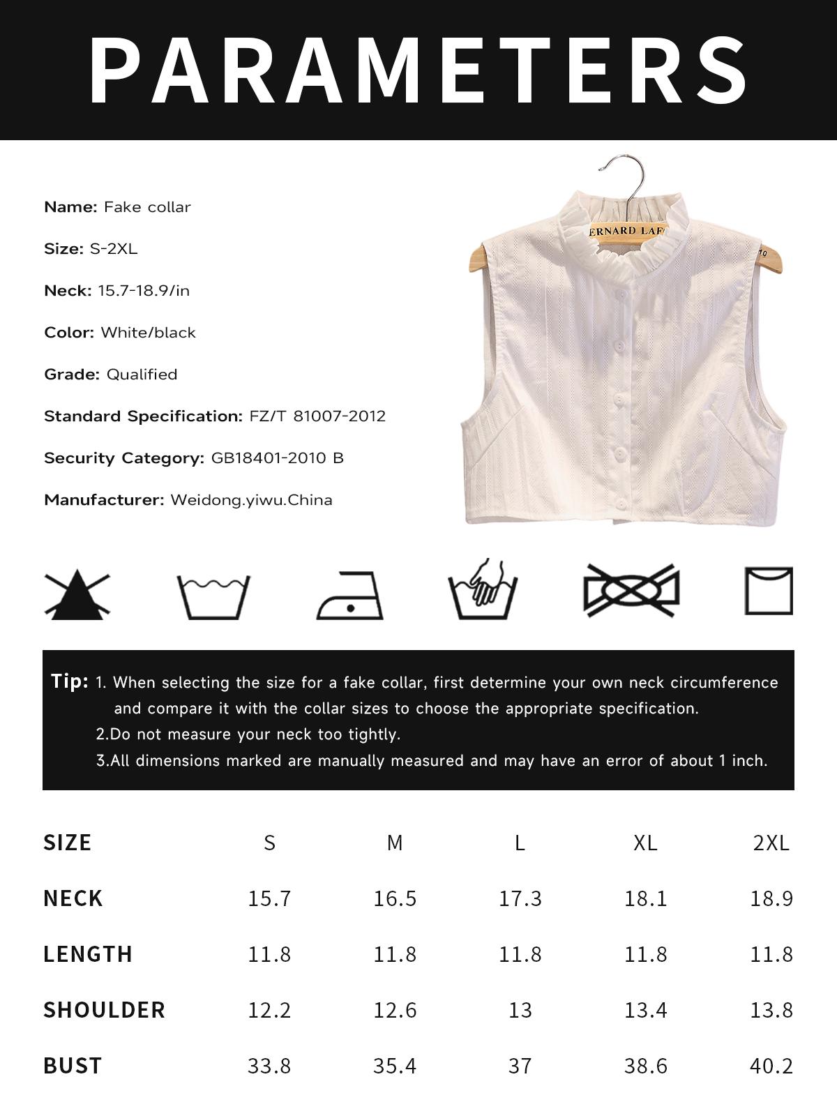 Ladies' Decorative Fakes Collar - Pure Cotton White Lace Stand-Up Collar - Available in M, L, XL & 2XL - Suitable for Coats and Occasions