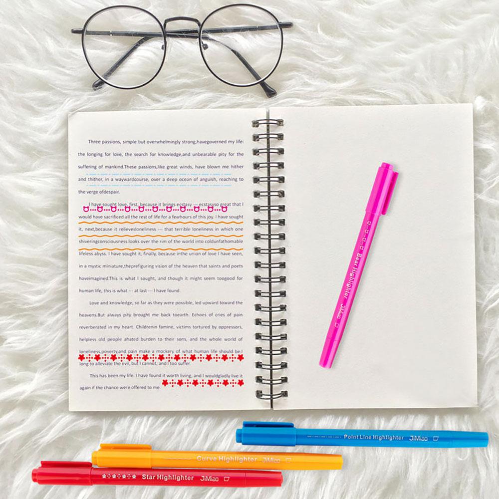 8pcs Dual-Head Multi-Functional Fluorescent Markers, Curve Roller Flower Design, Student DIY Journal Pens, Daily Use Stationery
