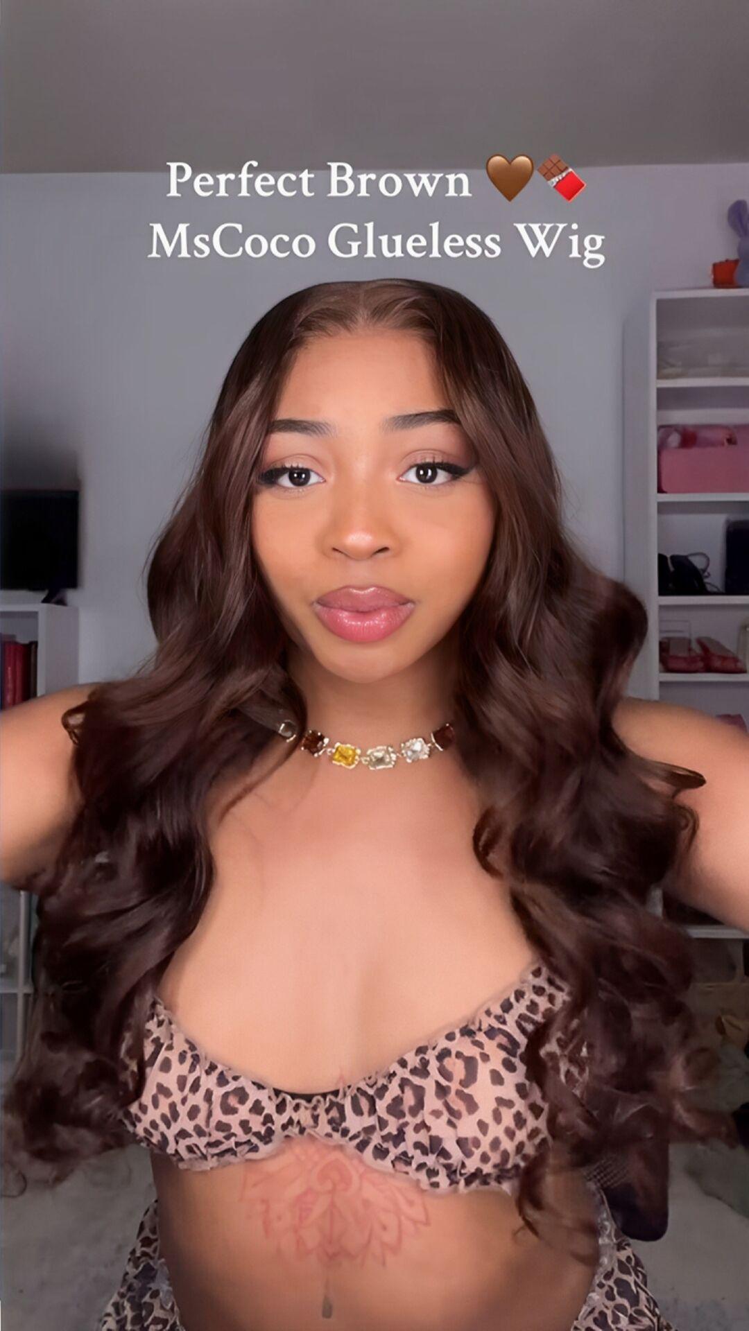 Mscoco Dark Brown Human Hair Wigs 6x5 Chocolate Brown Glueless Lace Wigs Wear And Go Body Wave & Straight Breathable Pre Bleached Knots Stretchy HD Lace Closure Wig