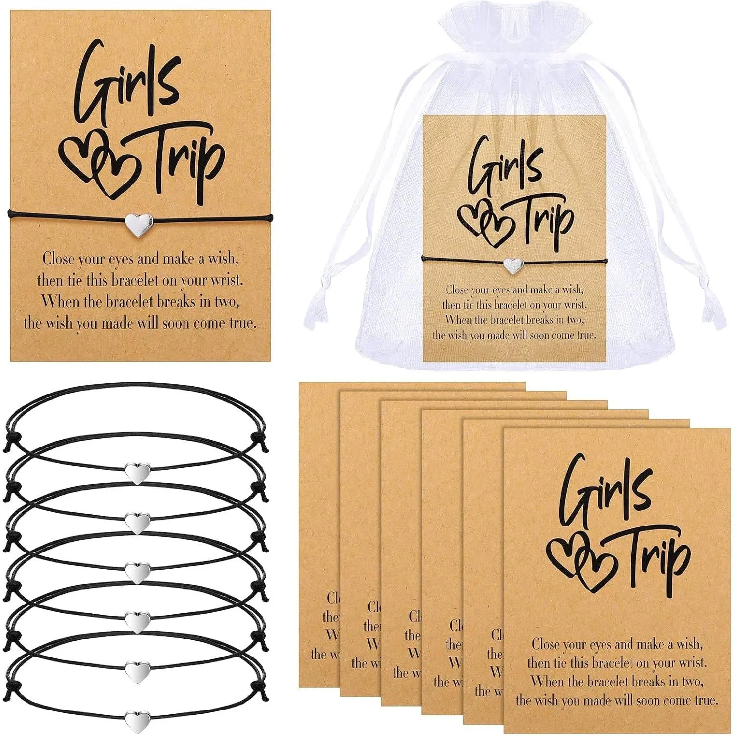 Girls Trip Bracelet Girls Weekend Getaway Bracelets with Cards for Sisters Friends Bestie Bachelorette