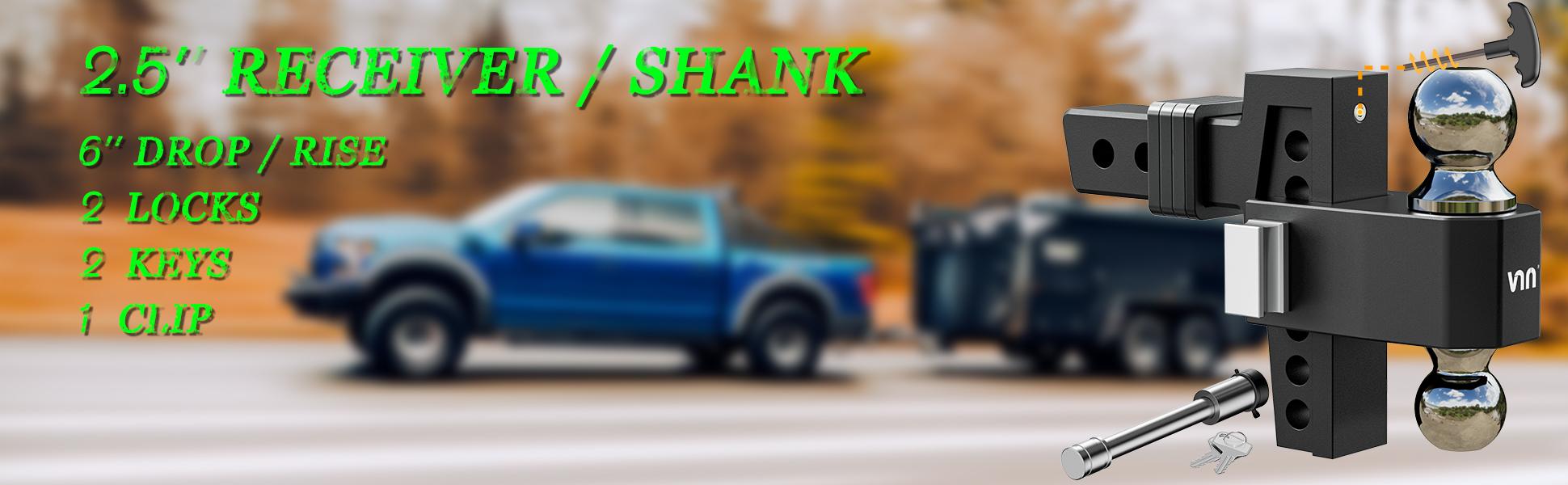 VNN Drop Hitch 2.5 Inch Receiver, Dual-Ball(2'', 2-5/16''), Fits 2.5 Hitch Receiver, 6-10 Inch Drop Hitch, 18,500 LBS GTW-Drop Hitch for Trucks, Heavy Duty Solid Ball Mount, Black VNN Drop Hitch 2.5 Inch Receiver, Dual-Ball(2'', 2-5/16''), Fits 2.5 Hitch Receiver, 6-10 Inch Drop Hitch, 18,500 LBS GTW-Drop Hitch for Trucks, Heavy Duty Solid Ball Mount, Black