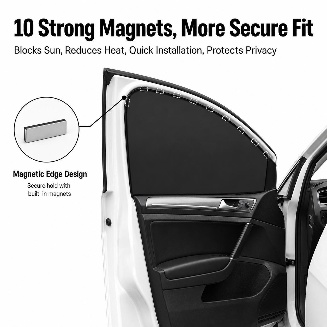 Magnetic Car Side Window Sun Shades for Summer Travel, Foldable UV Protection Car Sunshade, Heat Insulation Easy Install Sun Visor for Road Trip Camping-YY1