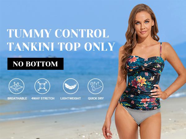 Holipick Tankini Top for Women Twist Front Bandeau Swim Top Tummy Control Bathing Suit Top Only No Bottom Holipick Tankini Top for Women Twist Front Bandeau Swim Top Tummy Control Bathing Suit Top Only No Bottom