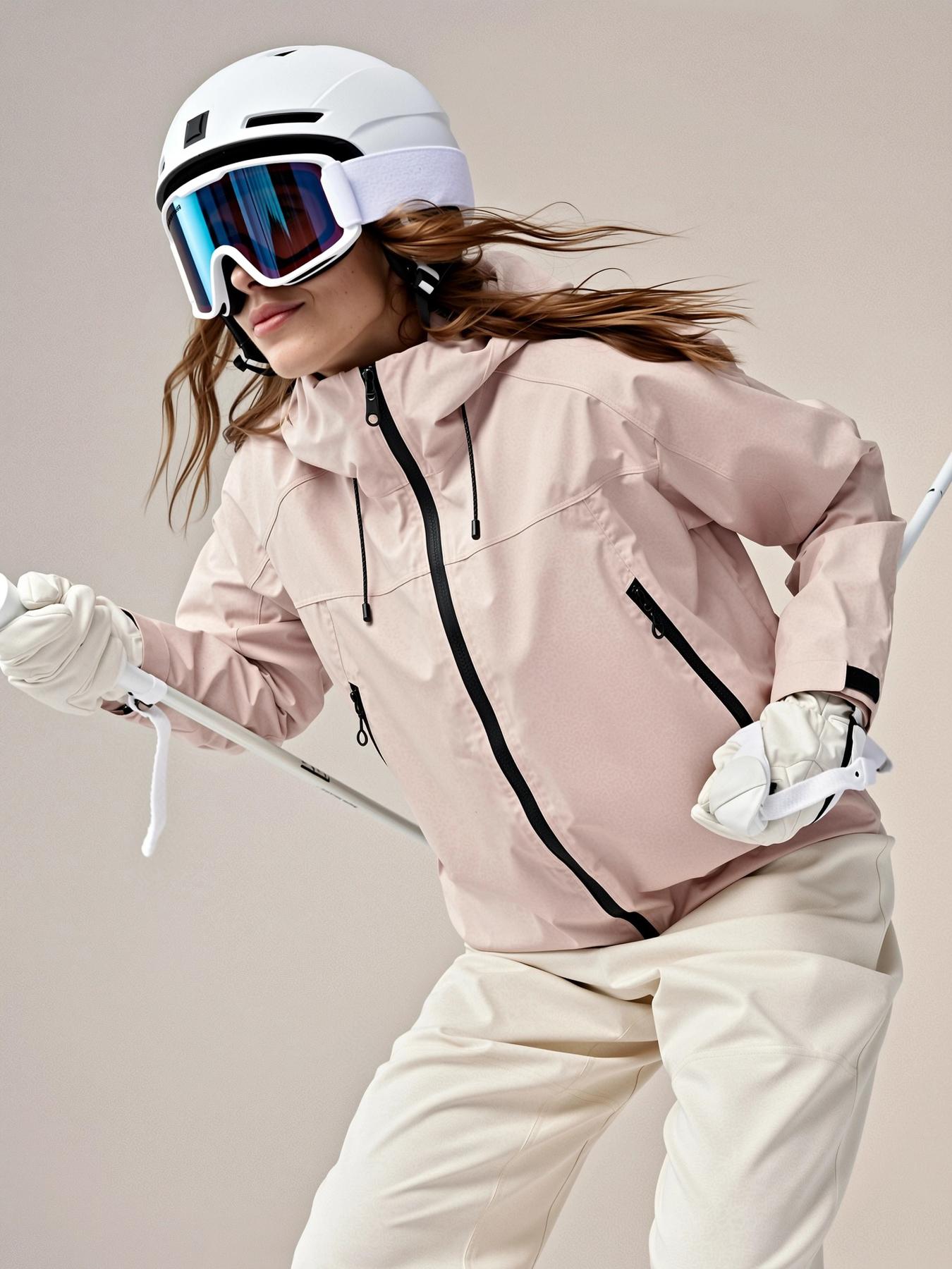 Women's Solid Zip Up Drawstring Hooded Jacket, Outdoor Lightweight Windproof Waterproof Long Sleeve Sports Jacket for Cycling Snow Skiing, Women's Sportwear for Fall & Winter, Waterproof Windproof Outerwear