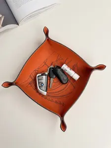 Top  grain  leather  Storage Tray, Horse Pattern Key Jewelry Organizer, All-Season Animal Print Miscellaneous Box, Durable and Stylish Design