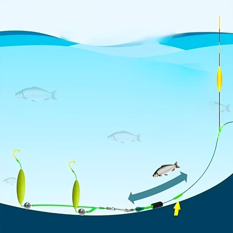 5-Pack Reverse Double Hook Rig Set with Floats and Weights, No-Tuning Design for European Carp Fishing, Suitable for Various Fish Sizes 4#-13#