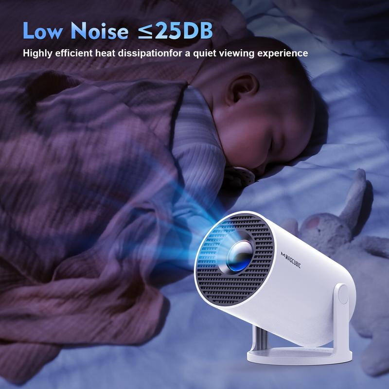 Magcubic HY300Pro Android 14 Video Projector, Wireless Digital Projector, 290ANSI Allwinner H726 Dual WiFi6 BT5.4 1280*720P Built-in Speaker, Mini Multifunctional Smart Projector for Home Cinema, Outdoor, Movie Portable Projector 2025 Upgraded version