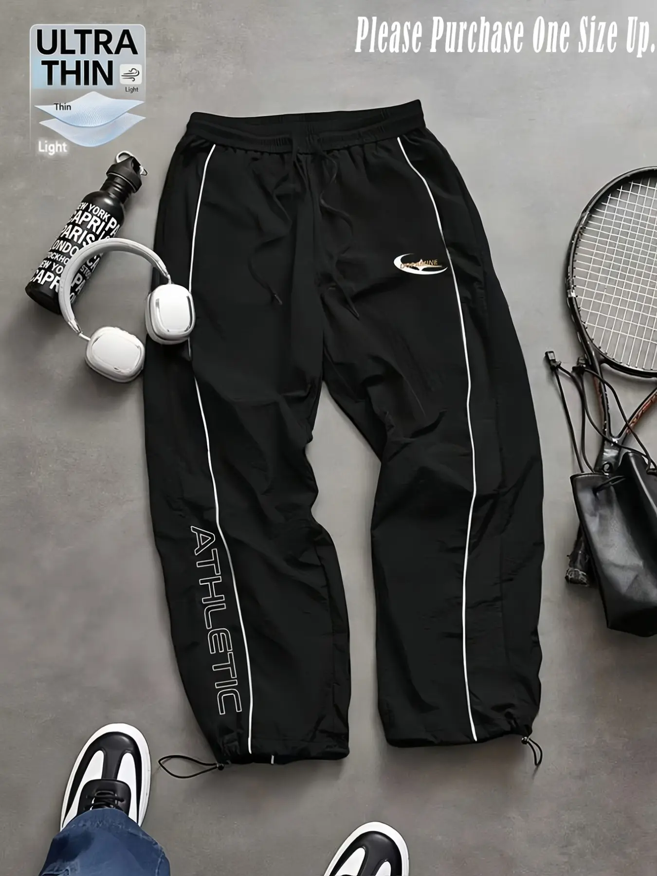 【Black Friday】Men's Casual Sporty Long Pants, Loose Fit with Elastic Cuffs, Fashionable Print, Lightweight Fabric, Perfect for Daily Wear
