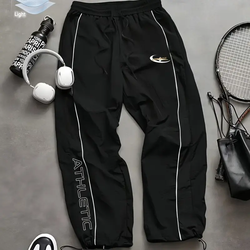 【Black Friday】Men's Casual Sporty Long Pants, Loose Fit with Elastic Cuffs, Fashionable Print, Lightweight Fabric, Perfect for Daily Wear