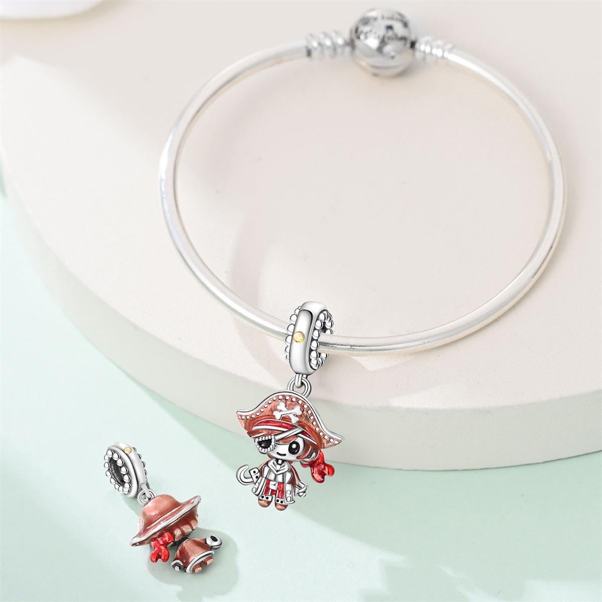 Pirate & Treasure Chest Charm, Single Piece Skull & Crossbone Design, Adventure Jewelry for Pandora Bracelet, Unique Accessory Gift Idea