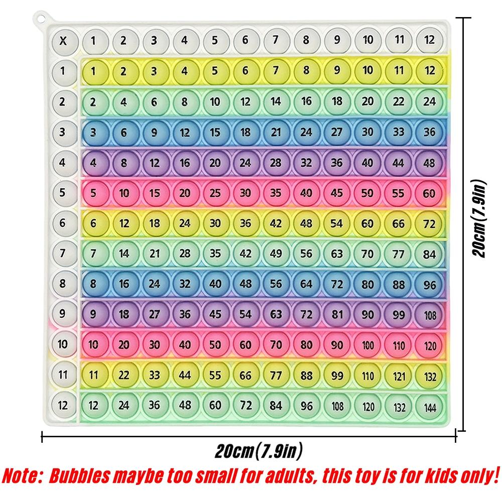 12x12 Multiplication Fast Push Bubbles Math Learning Toy, Times Table Practice Board Game, Educational Number Manipulative for Kids, Math Learning Blocks, Math Learning Tools