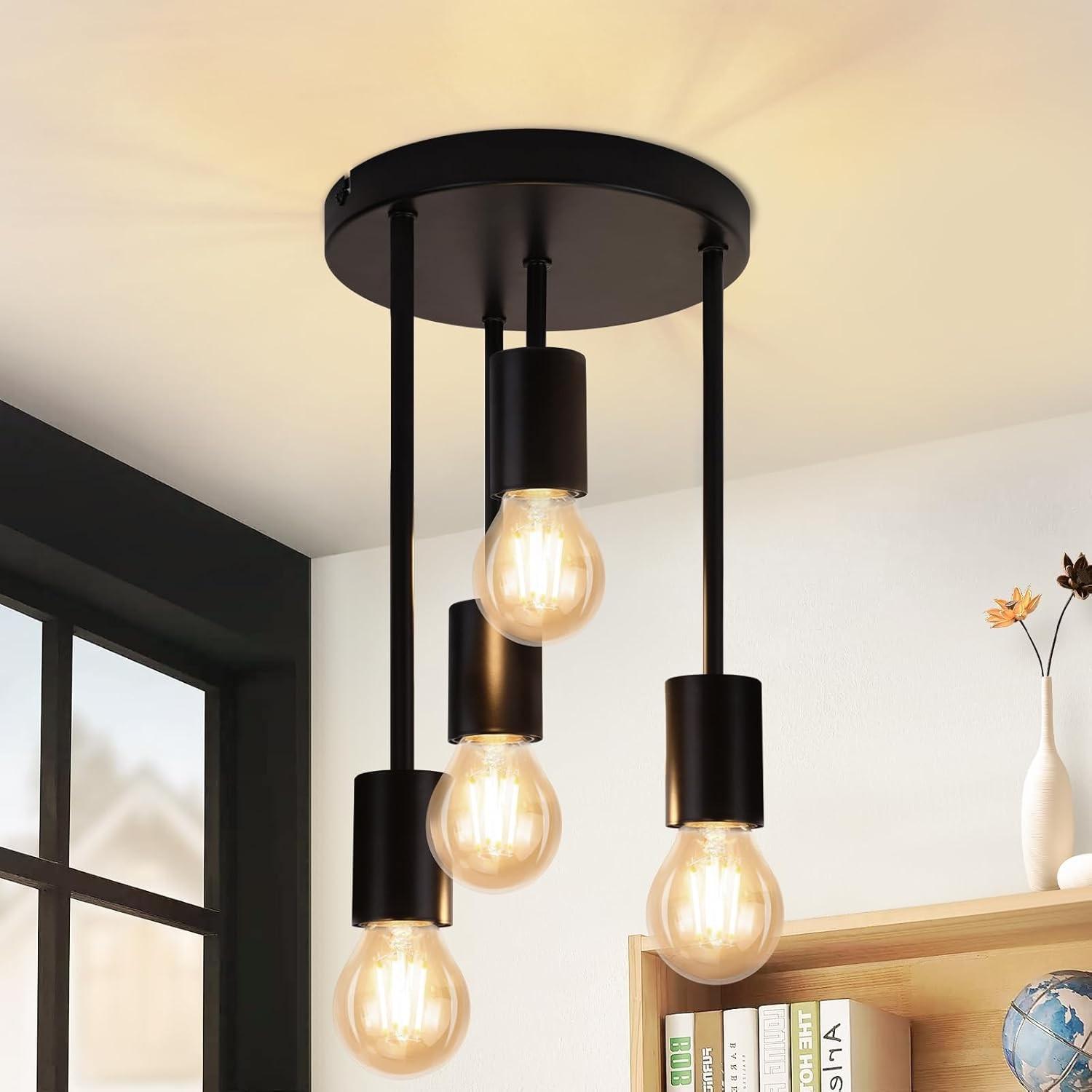 Nordic Industrial Style Four-Arm Ceiling Pendant Light, E27 Socket, 60w, European Home Commercial Lighting (bulb Not Included)